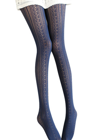 ダークネイビーロリィタ靴下 可愛い パーティー アクセサリー ホワイト