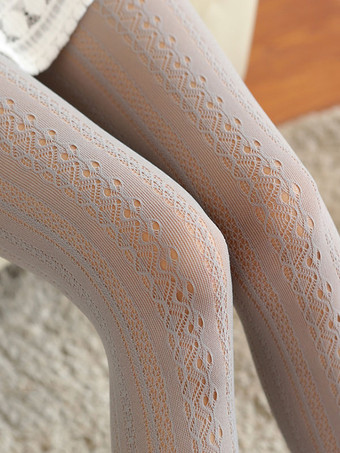 グレイロリィタ靴下 可愛い パーティー アクセサリー ホワイト