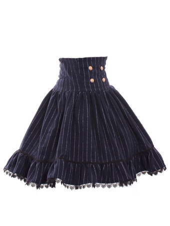 Sweet Lolita Dress SK Military Style Navy Lolita Dress High Wasit Stripe Lolita Skirt