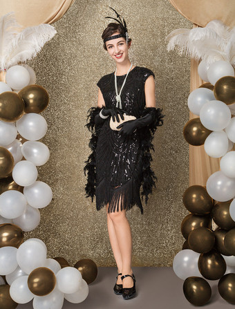 フラッパードレス チャールストンドレス 華麗なるギャツビー・コスチューム 女性用 1920年代 スパンコール タッセル ビーズドレス