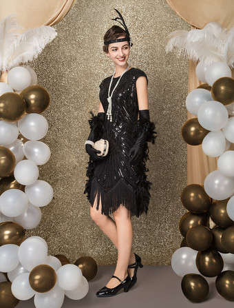 フラッパードレス チャールストンドレス 華麗なるギャツビー・コスチューム 女性用 1920年代 スパンコール タッセル ビーズドレス