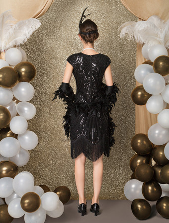 フラッパードレス チャールストンドレス 華麗なるギャツビー・コスチューム 女性用 1920年代 スパンコール タッセル ビーズドレス