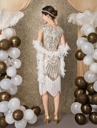 フラッパードレス チャールストンドレス 華麗なるギャツビー・コスチューム 女性用 1920年代 スパンコール タッセル ビーズドレス