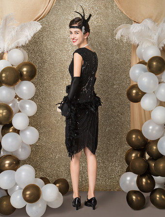 フラッパードレス チャールストンドレス 華麗なるギャツビー・コスチューム 女性用 1920年代 スパンコール タッセル ビーズドレス