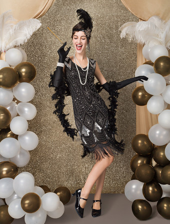 ワンピース 1920年代フラッパー チャールストン ワンピース ヴィンテージ 華麗なるギャツビーワンピース ハロウィン バーガンディ