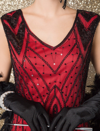 ワンピース 1920年代フラッパー チャールストン ワンピース ヴィンテージ 華麗なるギャツビーワンピース ハロウィン バーガンディ