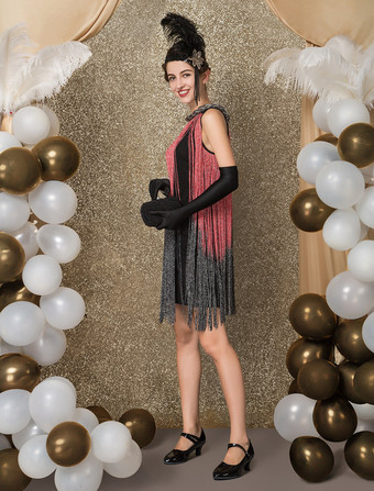 ギャツビーワンピースコスチューム　2025　チャールストンワンピース　1920年代フラッパーワンピース　ヴィンテージタッセルワンピース