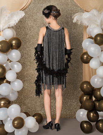 ギャツビーワンピースコスチューム　2025　チャールストンワンピース　1920年代フラッパーワンピース　ヴィンテージタッセルワンピース