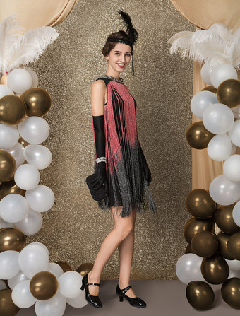 ギャツビーワンピースコスチューム　2025　チャールストンワンピース　1920年代フラッパーワンピース　ヴィンテージタッセルワンピース