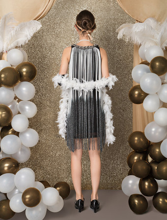 ギャツビーワンピースコスチューム　2025　チャールストンワンピース　1920年代フラッパーワンピース　ヴィンテージタッセルワンピース