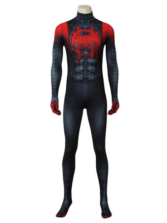 Marvel Comics Ultimate Spider Man Miles Morales Halloween Cosplay Costume Zentai With Hood