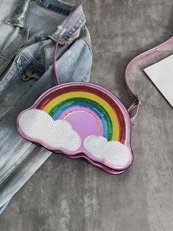 ピンク スウィートロリータバッグレインボークラウスレザースパンコールPUロリータショルダーバッグ