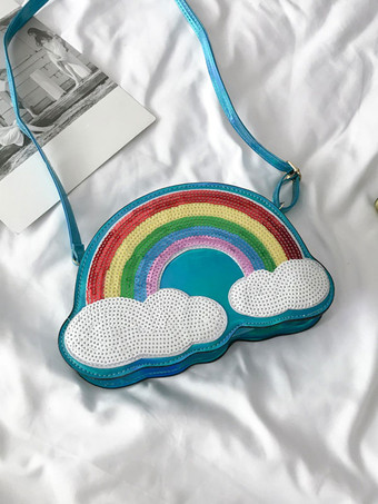 ブルー スウィートロリータバッグレインボークラウスレザースパンコールPUロリータショルダーバッグ