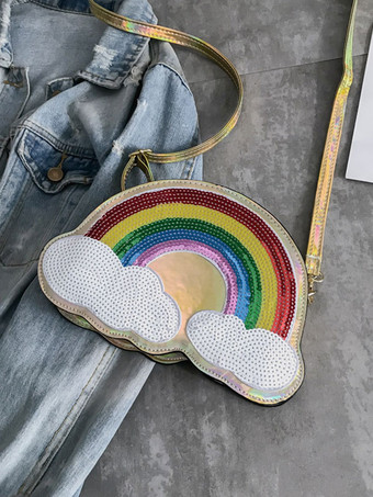 ライトゴールドスウィートロリータバッグレインボークラウスレザースパンコールPUロリータショルダーバッグ