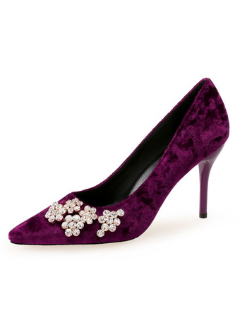 グレープハイヒール ポインテッドトゥ パンプス ブルー 9cm ラインストーン 女性用イブニングパンプス ピンヒール 無地 シューズ ハイヒールシューズ 結婚式 二次会 通勤用 仕事 キャバ 卒園式 卒園式 レディース靴