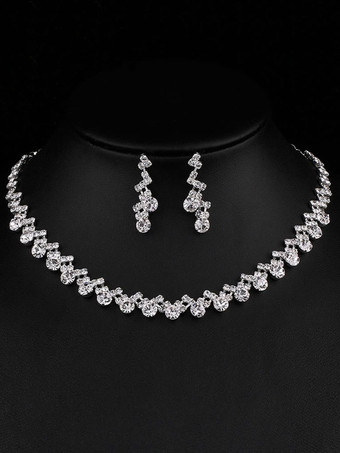 ジュエリーセットウェディングイヤリングネックレスシルバーブライダルアクセサリー