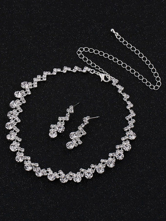 ジュエリーセットウェディングイヤリングネックレスシルバーブライダルアクセサリー