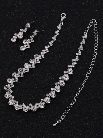 ジュエリーセットウェディングイヤリングネックレスシルバーブライダルアクセサリー