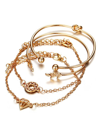 ゴールドチェーンブレスレット女性のための4個のブレスレットセット