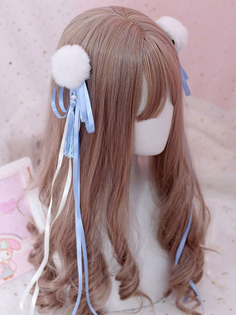 ライトスカイブルー中国風ロリータヘアピンPom Pomタッセルボウレッドロリータヘアアクセサリー