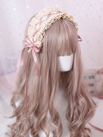 Sweet Lolita Headdress Bow Lace Ruffle Lolita Hair Accessory