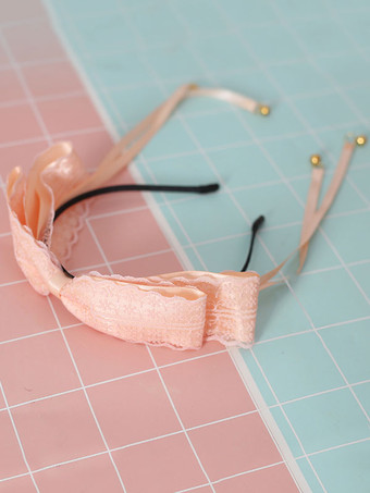 ピンクロリータヘア クラスプボウレース ベル付き 甘い ロリータヘアアクセサリー ブラック