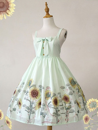 vert clair Robe Classique JSK Lolita Jupe Lolita Imprimé Tournesol Blanc Déguisement Halloween