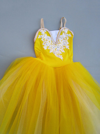 イエローバレエ レオタード バレエ衣装 女の子用 ライトスカイブルー チュール パフォーマンス バレリーナ ダンス衣装　コスチューム