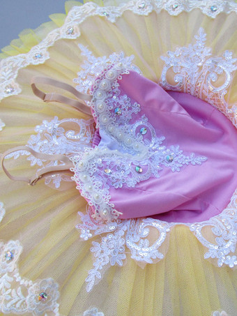 バレエ レオタード イエロー バレエ衣装 女の子用 バレリーナ キッズ用 ライクラ・スパンデックス パフォーマンス ダンス衣装　コスチューム