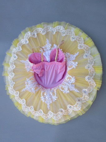 バレエ レオタード イエロー バレエ衣装 女の子用 バレリーナ キッズ用 ライクラ・スパンデックス パフォーマンス ダンス衣装　コスチューム