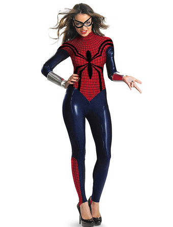 女性スパイダーマンコスチュームハロウィンジャンプスーツ衣装