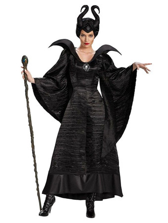 Maléfique Costume Femmes Noir Adulte Sorcière Robes Et Coiffes Carnaval
