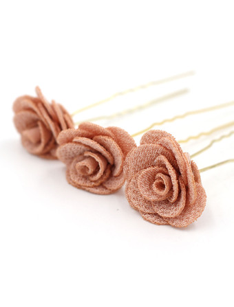 サーモンピンク結婚式のかぶとフラワーヘアピン3個