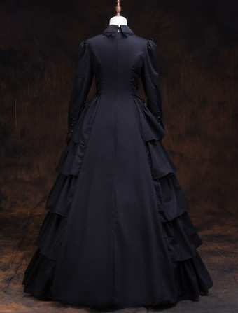 プリンセス 女性用 貴族ドレス 中世 ドレス ブラック 長袖 ポリエステル マルディグラ ドレス ロイヤル 中世 ドレス・貴族ドレス ヨーロッパ 宮廷風 レトロ