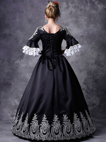 中世 ドレス 女性用 プリンセス 貴族ドレス ブラック 五分袖 ロイヤル マルディグラ レトロ ヨーロッパ 宮廷風 中世 ドレス・貴族ドレス