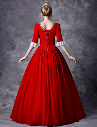 中世 ドレス 女性用 プリンセス 貴族ドレス レッド 五分袖 ロイヤル マルディグラ レトロ ヨーロッパ 宮廷風 中世 ドレス・貴族ドレス バーガンディ