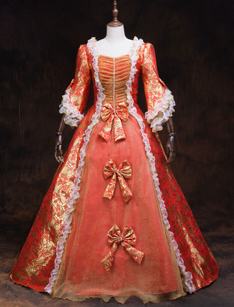 レッド 中世 ドレス 女性用 プリンセス 貴族ドレス レッド 五分袖 ロイヤル マルディグラ レトロ ヨーロッパ 宮廷風 中世 ドレス・貴族ドレス