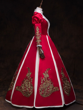 中世 ドレス 女性用 プリンセス 貴族ドレス レッド 長袖 ロイヤル マルディグラ レトロ ヨーロッパ 宮廷風 中世 ドレス・貴族ドレス バーガンディ