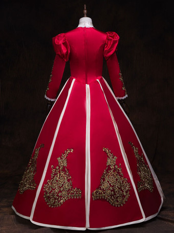 中世 ドレス 女性用 プリンセス 貴族ドレス レッド 長袖 ロイヤル マルディグラ レトロ ヨーロッパ 宮廷風 中世 ドレス・貴族ドレス バーガンディ