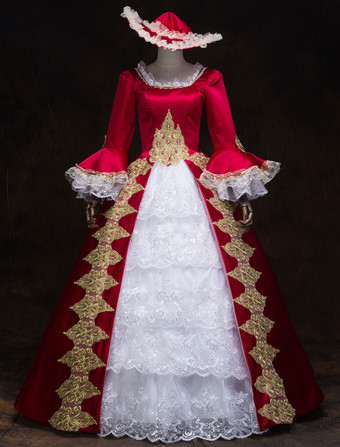 中世 ドレス 女性用 プリンセス 貴族ドレス レッド 七分袖 ロイヤル マルディグラ レトロ ヨーロッパ 宮廷風 中世 ドレス・貴族ドレス