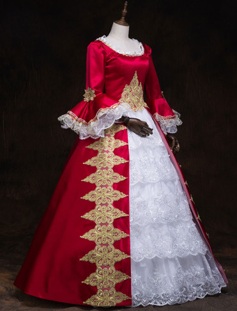 中世 ドレス 女性用 プリンセス 貴族ドレス レッド 七分袖 ロイヤル マルディグラ レトロ ヨーロッパ 宮廷風 中世 ドレス・貴族ドレス バーガンディ