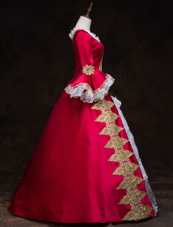 中世 ドレス 女性用 プリンセス 貴族ドレス レッド 七分袖 ロイヤル マルディグラ レトロ ヨーロッパ 宮廷風 中世 ドレス・貴族ドレス バーガンディ