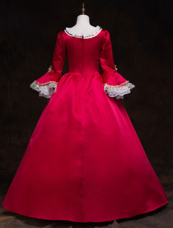 中世 ドレス 女性用 プリンセス 貴族ドレス レッド 七分袖 ロイヤル マルディグラ レトロ ヨーロッパ 宮廷風 中世 ドレス・貴族ドレス バーガンディ