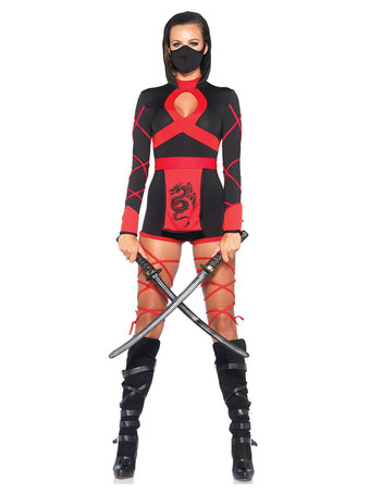 カーニバル忍者衣装ブラックマスクジャンプスーツライクラスパンデックス女性忍者セットマルディグラ休日コスチュームハロウィン