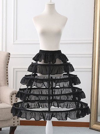 Chiffon Lolita Petticoats Ruffles Crinoline Adjustable Black Lolita Underskirt