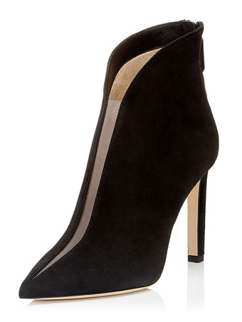 ブラック ショートブーツ ポインテッドトゥ ダークグリーン ブーティ レディースブーツ ピンヒール 12cm 靴の甲の素材：PVC ジッパー パッチワーク柄 アウトドア レディース靴 シューズ