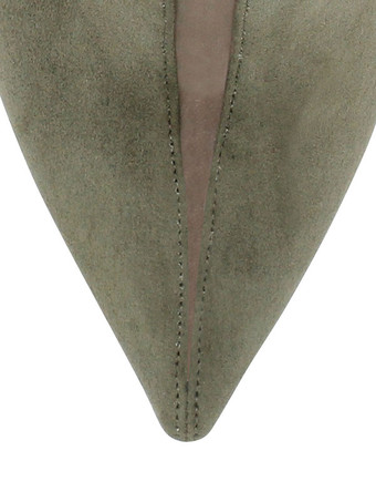 ショートブーツ ポインテッドトゥ ダークグリーン ブーティ レディースブーツ ピンヒール 12cm 靴の甲の素材：PVC ジッパー パッチワーク柄 アウトドア レディース靴 シューズ