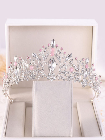 シルバー ヘッドピース結婚式ティアラプリンセスクラウンラインストーンヘアアクセサリー用花嫁