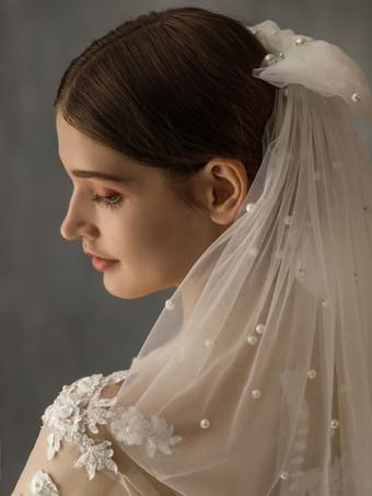 Tulle Wedding Veil Ivory One Tier Bridal Veils - Milanoo.com