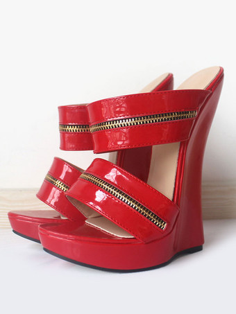 レッドセクシーなサンダルレディース　2026　プラットフォーム　オープントゥ　ウェッジサンダルシューズ